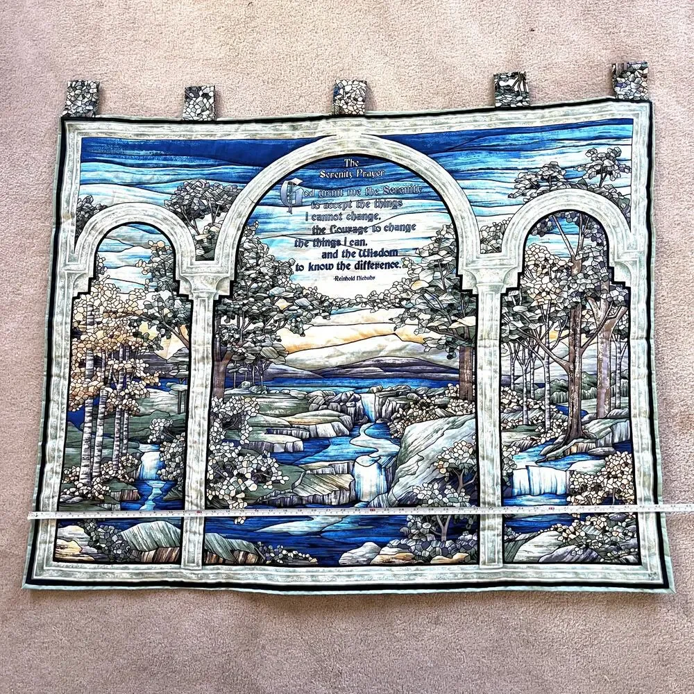 Finished Serenity Prayer Quilt Panel Fabric Art Wall Hanging Tapestry Signed